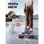 Cordless Vacuum Cleaner, 55Kpa 650W 70Mins Stick Vacuum Cleaners For Home With Motorized Bed Brush, Flexible Hose, Led Touchscreen, Auto Mode, Self-Standing & Wall Mount, For Pet Hair Carpet Floor