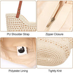 Peicees Small Crochet Beach Bag For Women- Woven Boho Purse Knitted Shoulder Bag For Summer Vacation Beachy Travel Pool