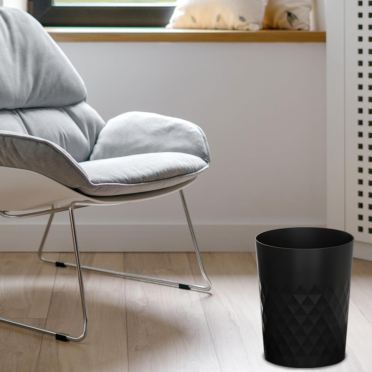 3 Pack Small Bathroom Trash Can With Trash Bags Plastic Garbage Can Black | Sturdy Stylish Decor Round Plastic Waste Basket Bin For Kitchen Bedroom Office Craft Room College Dorm Essentials