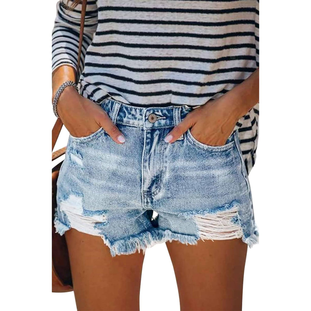 Jean Shorts for Women High Waisted Distressed Denim Shorts Stretchy Ripped Summer Hot Short