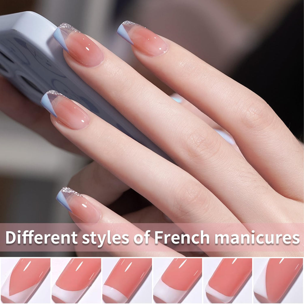 French Tip Nail Stamper Kit,Silicone Jelly Nail Art Stamper with Scraper, Reusable Tear-Resistant Nail Stamping Tool for Perfect French Manicure, DIY Home Salon Nail Art Tool