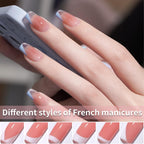 French Tip Nail Stamper Kit,Silicone Jelly Nail Art Stamper with Scraper, Reusable Tear-Resistant Nail Stamping Tool for Perfect French Manicure, DIY Home Salon Nail Art Tool