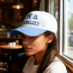 Hat Funny Embroidered Trucker Hat Adjustable Two Tone Snapback Canvas Baseball Cap for Womens Blue-i'm a Liability