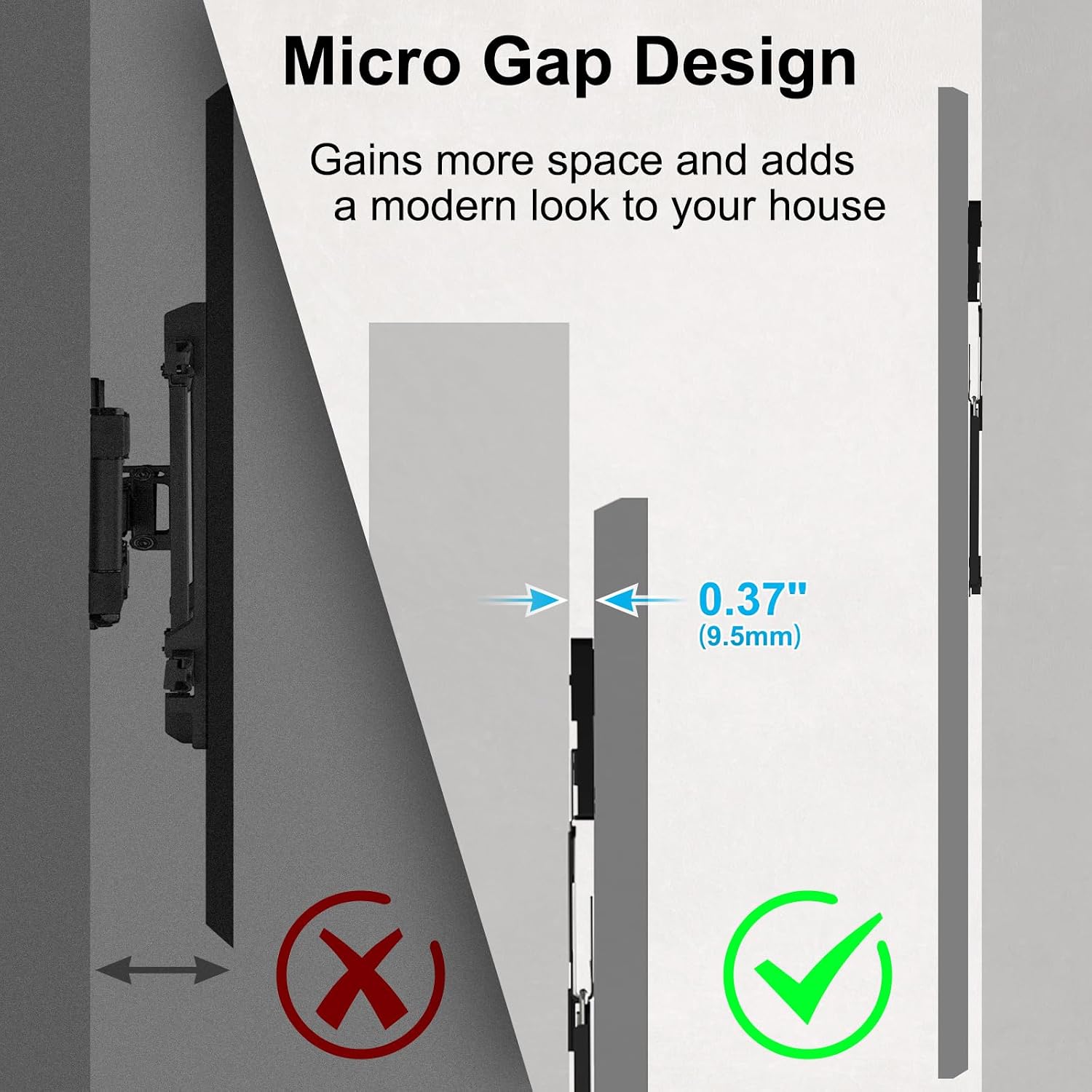 Ultra Slim Tv Wall Mount For 37 To 86 Inch Flat& Frame Tv, Max 165 Lbs, 0.37'' Low Profile Wall Mount, Vesa 200 X 200-600 X 400 Mm
