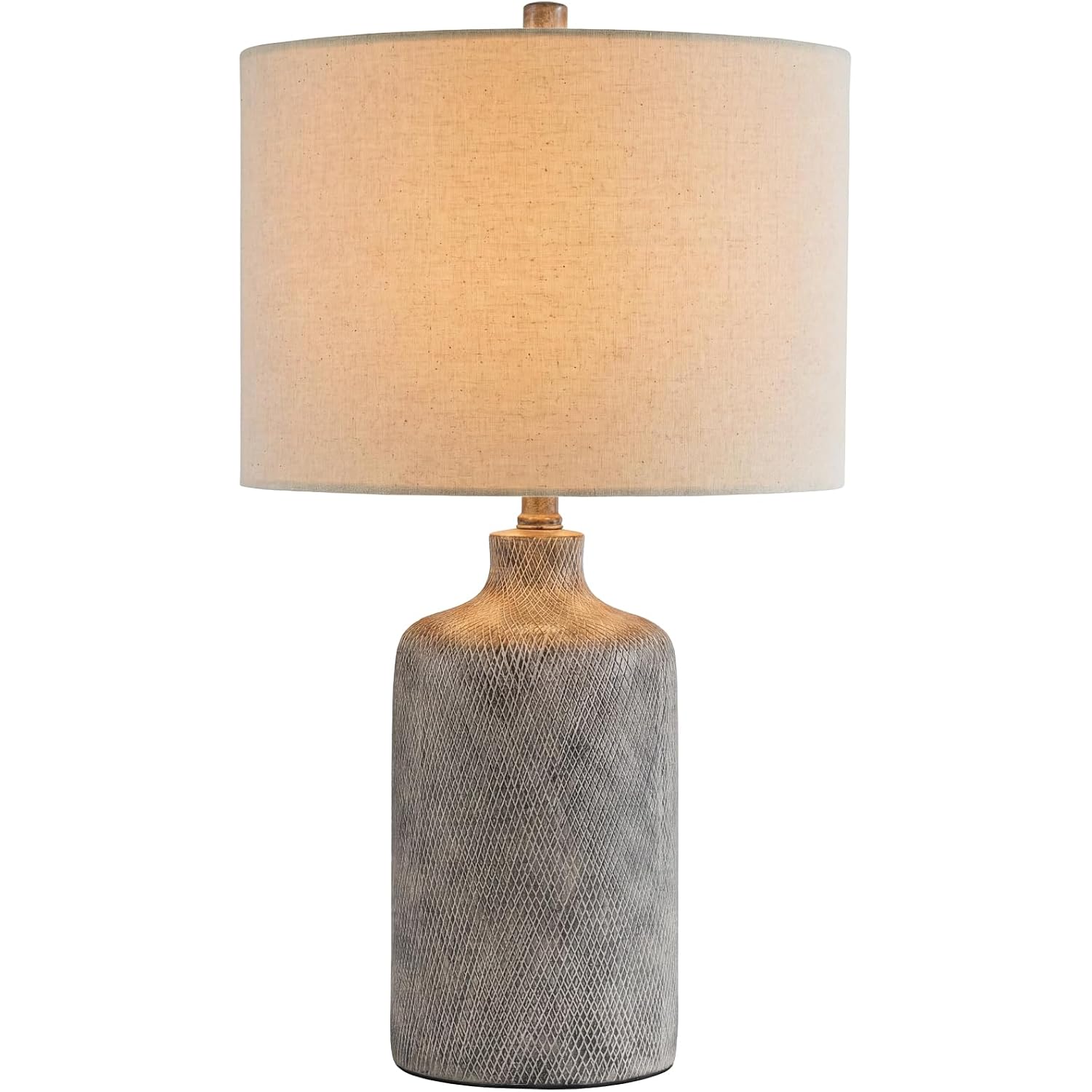 Signature Design By Ashley Linus Urban Contemporary Ul Listed Lamp With Fabric Modified Drum Shade, 3-Way Switch, Ceramic, 25" Height, Antique Black Finish
