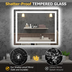 Hivone 40X32 LED Bathroom Mirror with Lights, Anti-Fog, Dimmable, Backlit + Front Lit, Smart Bathroom Vanity Mirror, Memory Function, Shatterproof, Tempered Glass (Horizontal/Vertical)