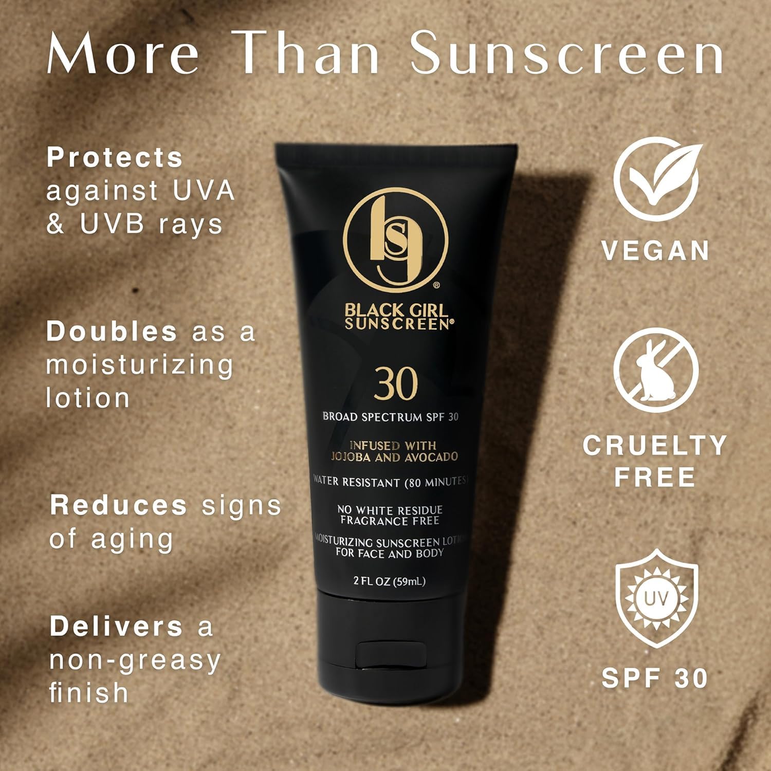 Black Girl Sunscreen Spf 30 For The Face & Body - Moisturizing Sun Protection, Spf 30, Sun Lotion For Women, Ultra Sheer, Travel Size Sunscreen, No White Cast For Melanin Rich Skin - 2 Fl Oz