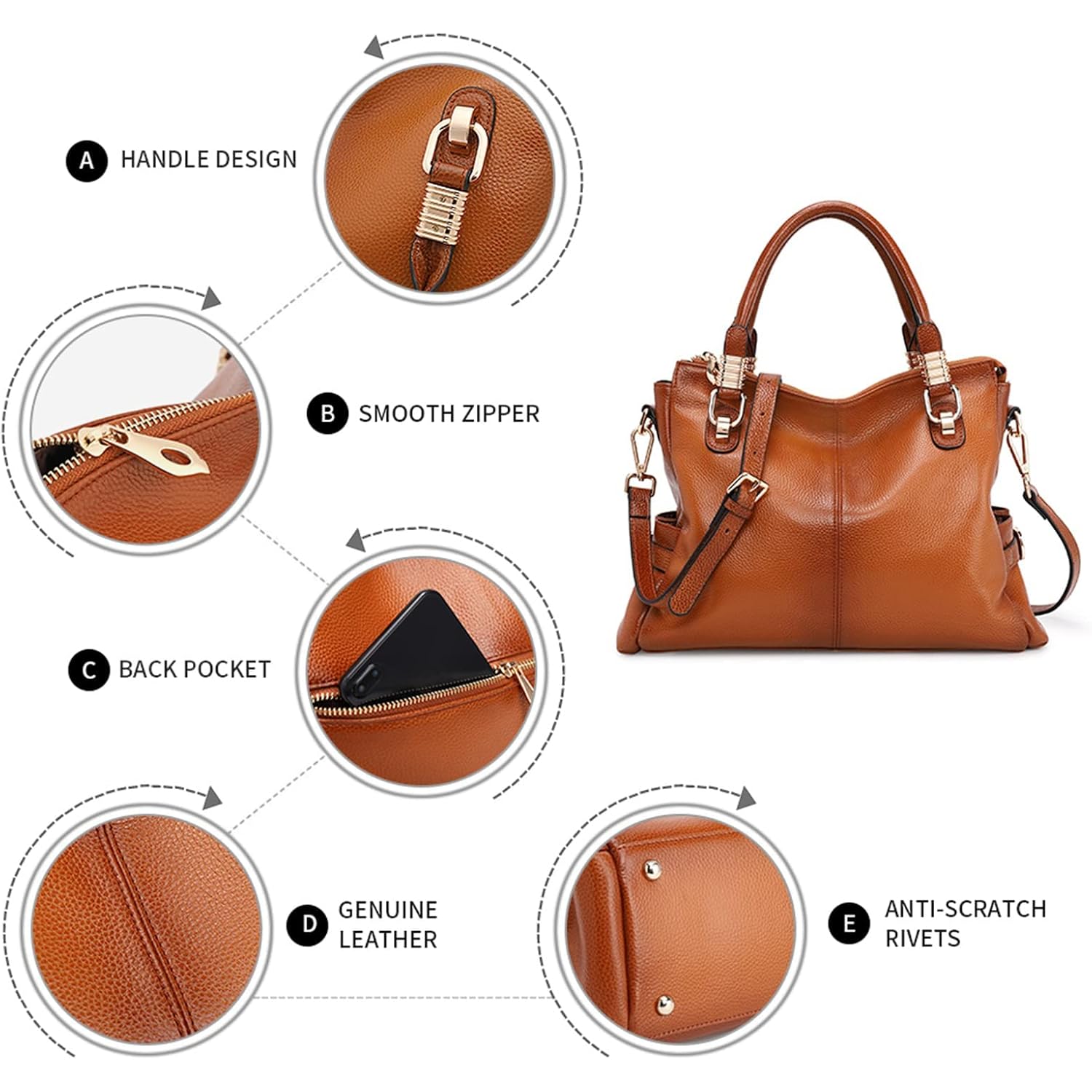 Kattee Soft Women Genuine Leather Purses And Handbags Satchel Tote Shoulder Bag