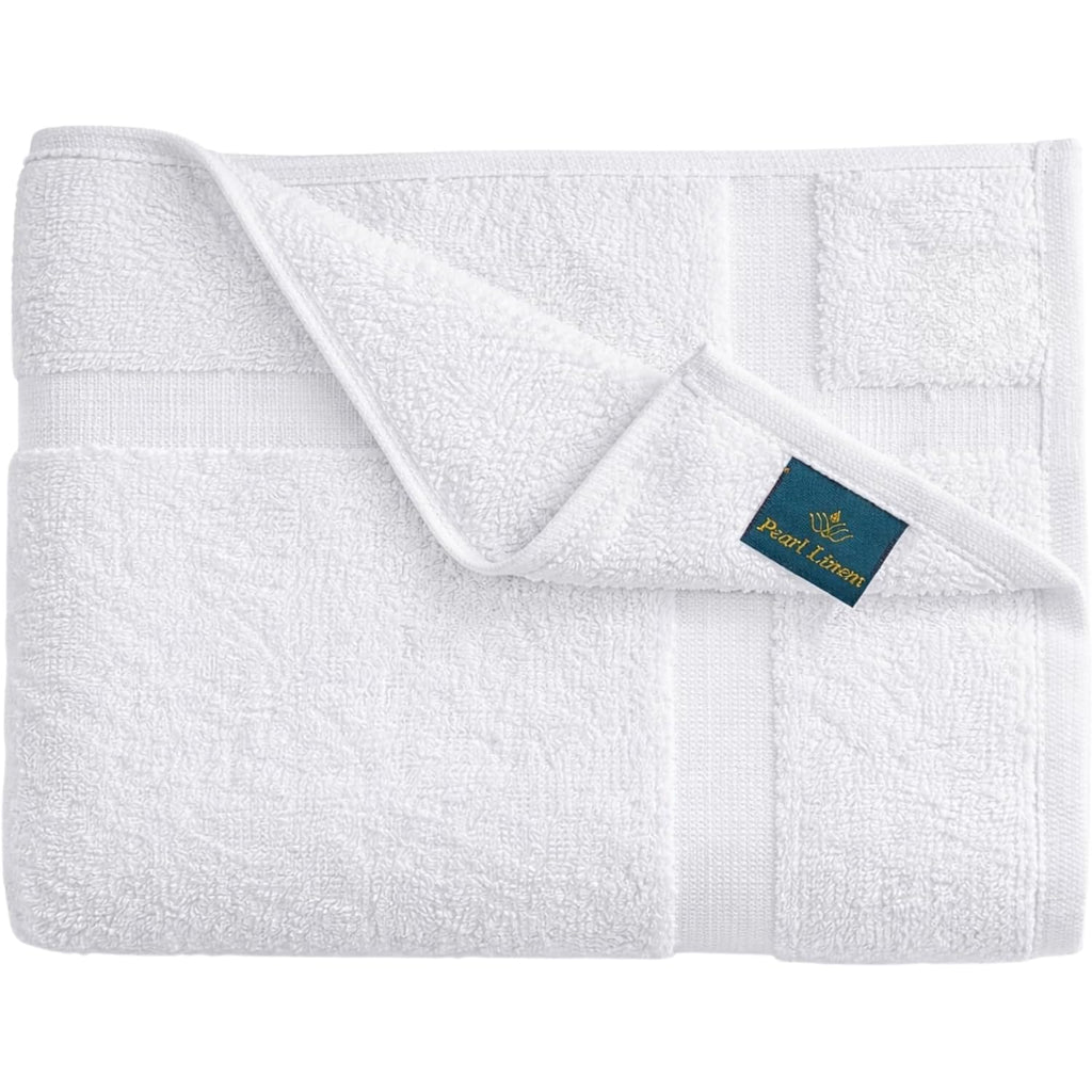 Pearl Linens Pack of 6 100% Cotton Bath Mat Towels, 20x30 inches, Soft & Absorbent Floor Towels for Bathroom, Not Bathroom Rugs, After Shower Mat, 687 GSM, Machine Washable, Airbnb Essentials, White