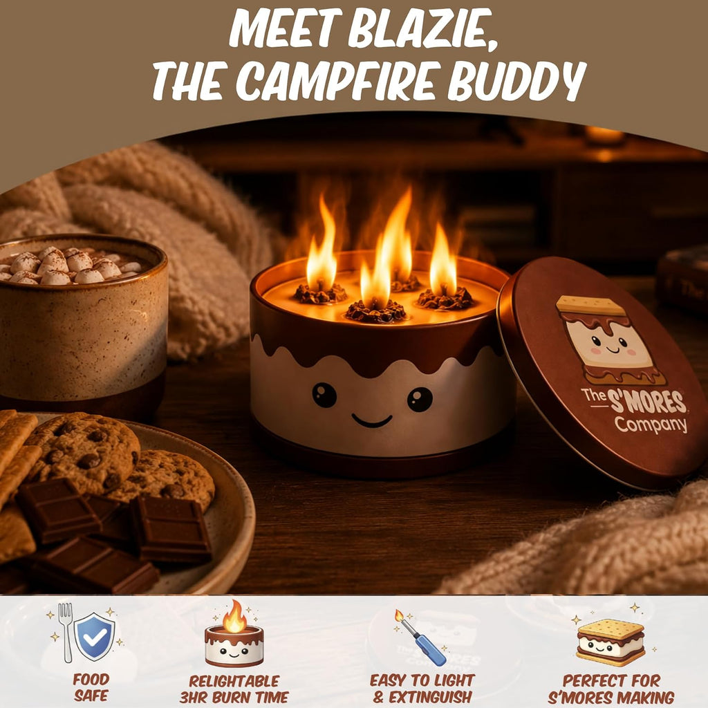 The S'Mores Company - Portable Fire Pit, Mini Tabletop Campfire (2-Pack) | Smores Soy Wax Firepit, Food Safe For Roasting Marshmallows, Bonfire Smores Maker, 3+ Hours Of Burn Time, Camping Stove