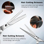 9 Pcs Hair Cutting Scissors Thinning Shears Kit, Professional Haircut Scissors Set, Barber Hairdressing Texturizing Shears Tools For Salon Home Men Women Kids Adults Pet