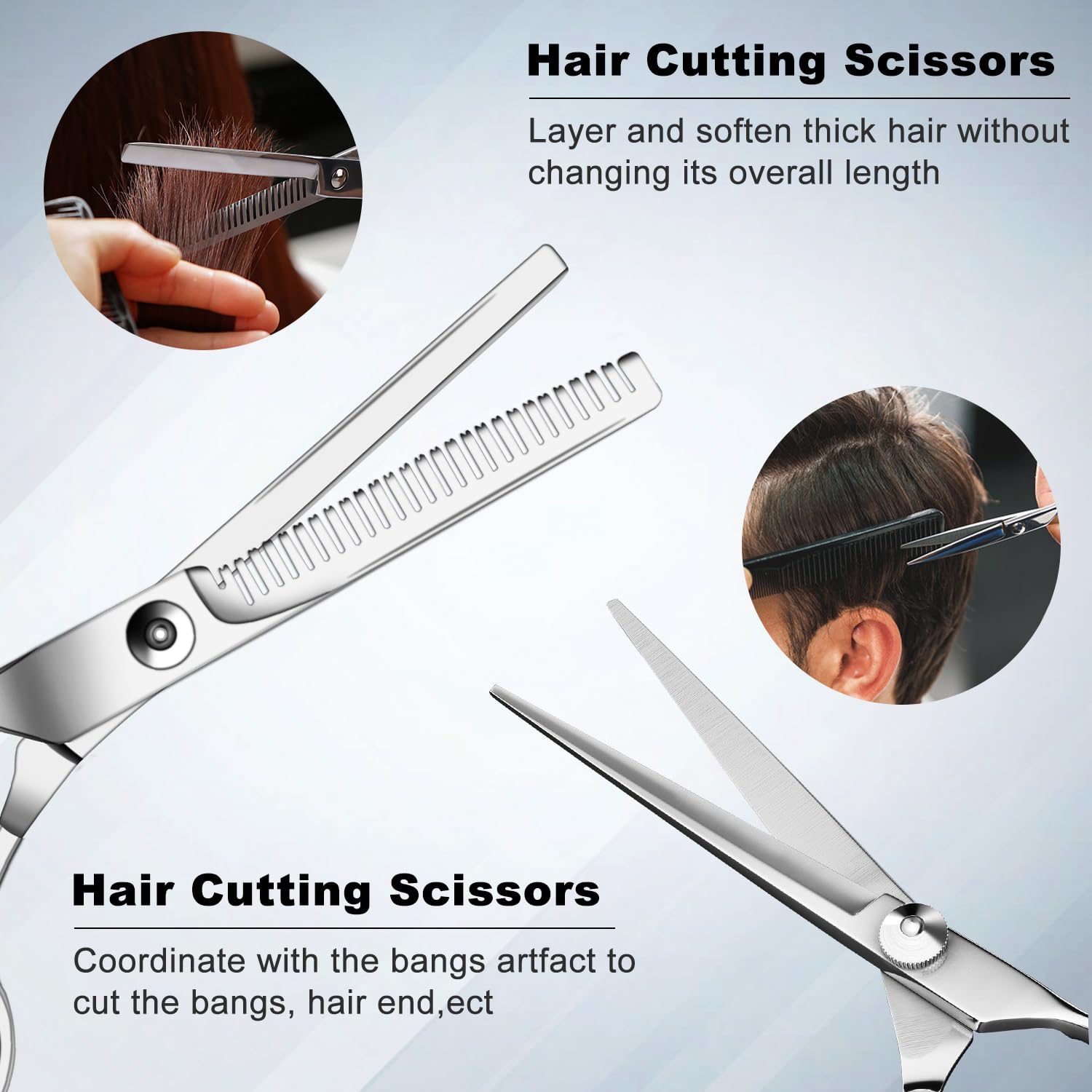 9 Pcs Hair Cutting Scissors Thinning Shears Kit, Professional Haircut Scissors Set, Barber Hairdressing Texturizing Shears Tools For Salon Home Men Women Kids Adults Pet