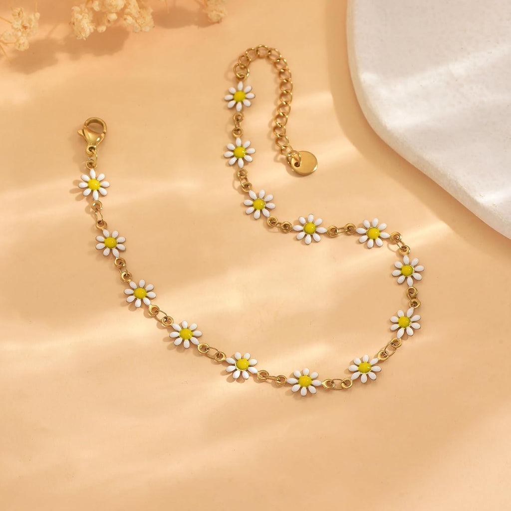 Anklets for Women, 18K Gold Plated Dainty Ankle Bracelets with Tennis, Pearl, Daisy, Lip, Snake Chain, Layered CZ Anklet Waterproof, Adjustable Boho Summer Beach Foot Jewelry