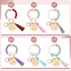 Faccito 12 Pcs Inspirational Keychain Bracelet with Tassel Beaded Motivational Quote Wristlet Keyring for Nurse Grad Gift(Aesthetic Color)