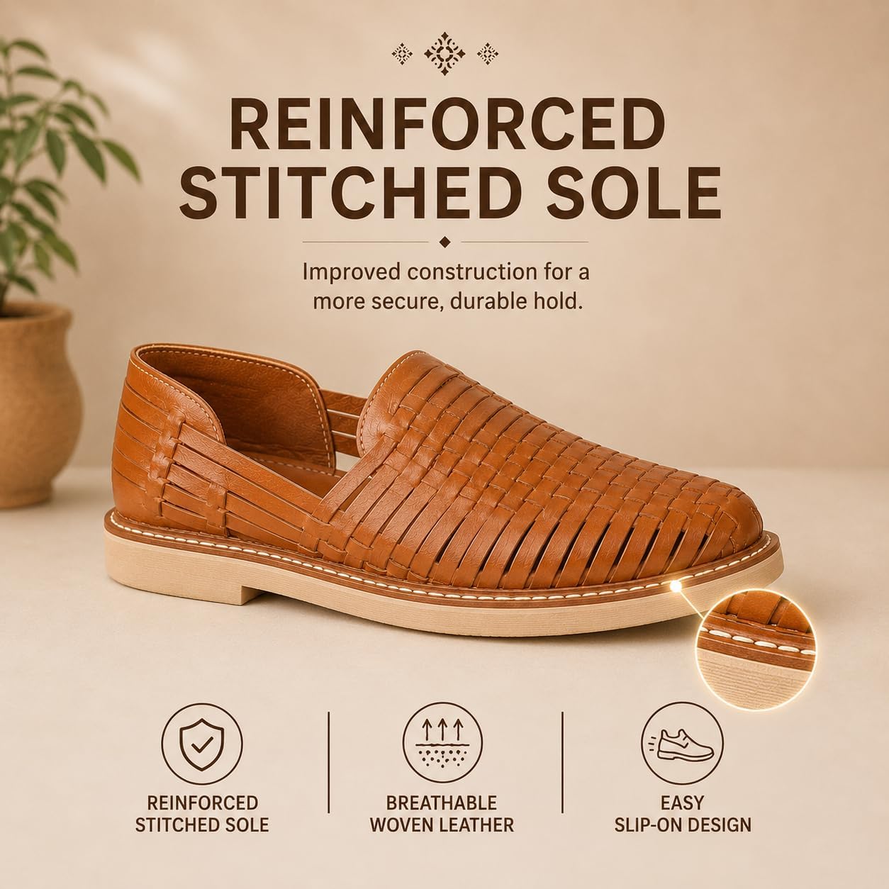 Huaraches For Women | Handmade Mexican Woven Leather Sandals | Closed Toe Slip-On Womens Flats With Cushioned Insole | Genuine Leather, Artisan Crafted