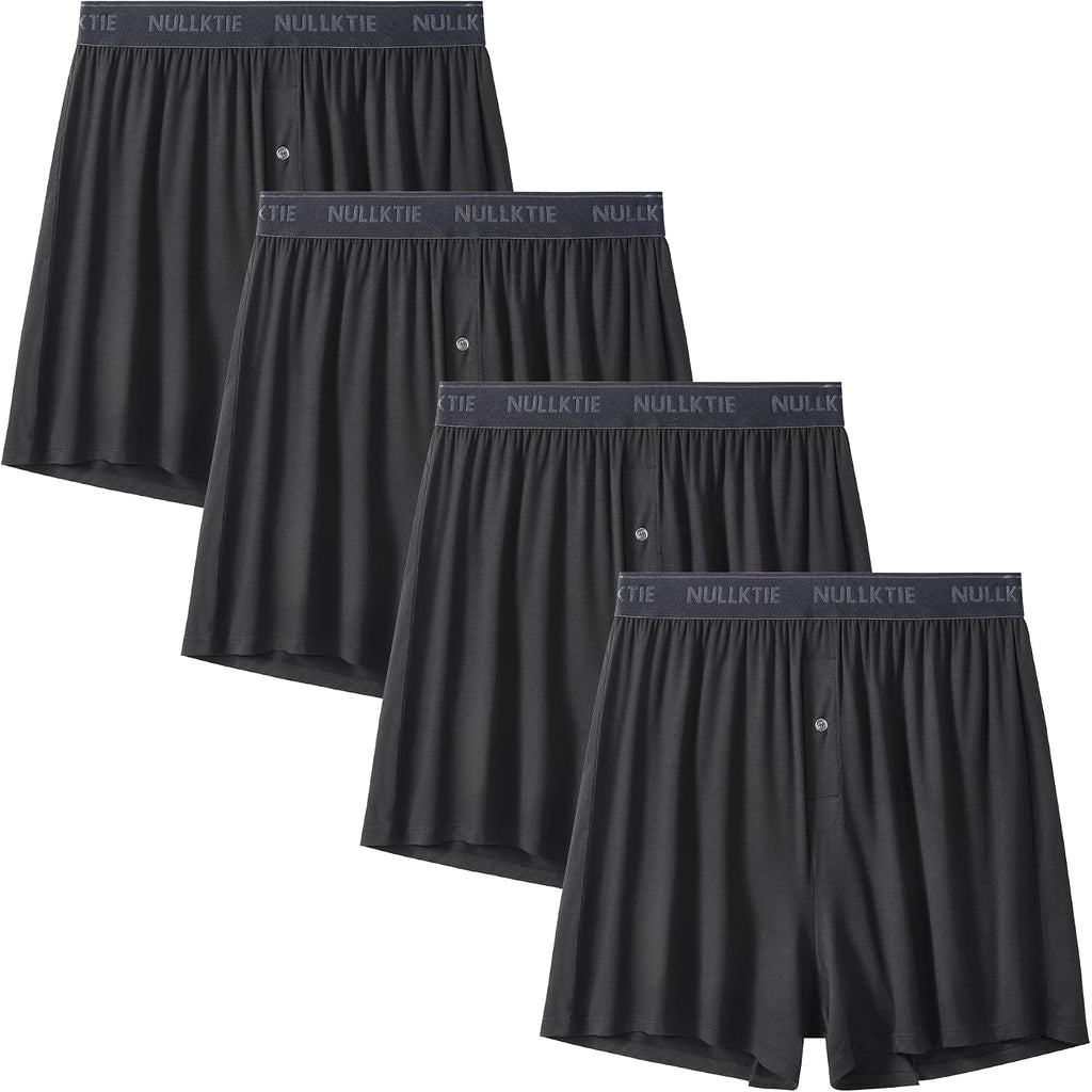 Soft Cooling Men'S Boxer Shorts，Viscose Made From Bamboo Underwear With Button Fly, Loose Relaxed Fit Boxers
