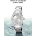 Invicta Women'S 15251 Pro Diver Silver Dial Crystal Accented Stainless Steel Watch