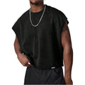 Gorglitter Men'S Dolman Sleeve Crop Vest Top T Shirts Crewneck Loose Pullover Tank Tops