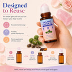 Organic Castor Oil Roll On With Rose Quartz Roller, 100% Organic Cold Pressed Castor Moisturizing Oil For Face And Body, Neck, Moisturize Skin 50Ml / 1.7 Fl Oz