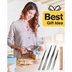 4 Pcs Fine Long Tweezer Tongs Professional Black, 12'' And 10'' Stainless Steel For Kitchen, Food, Cooking, Repairing, Sea Food And Bbq