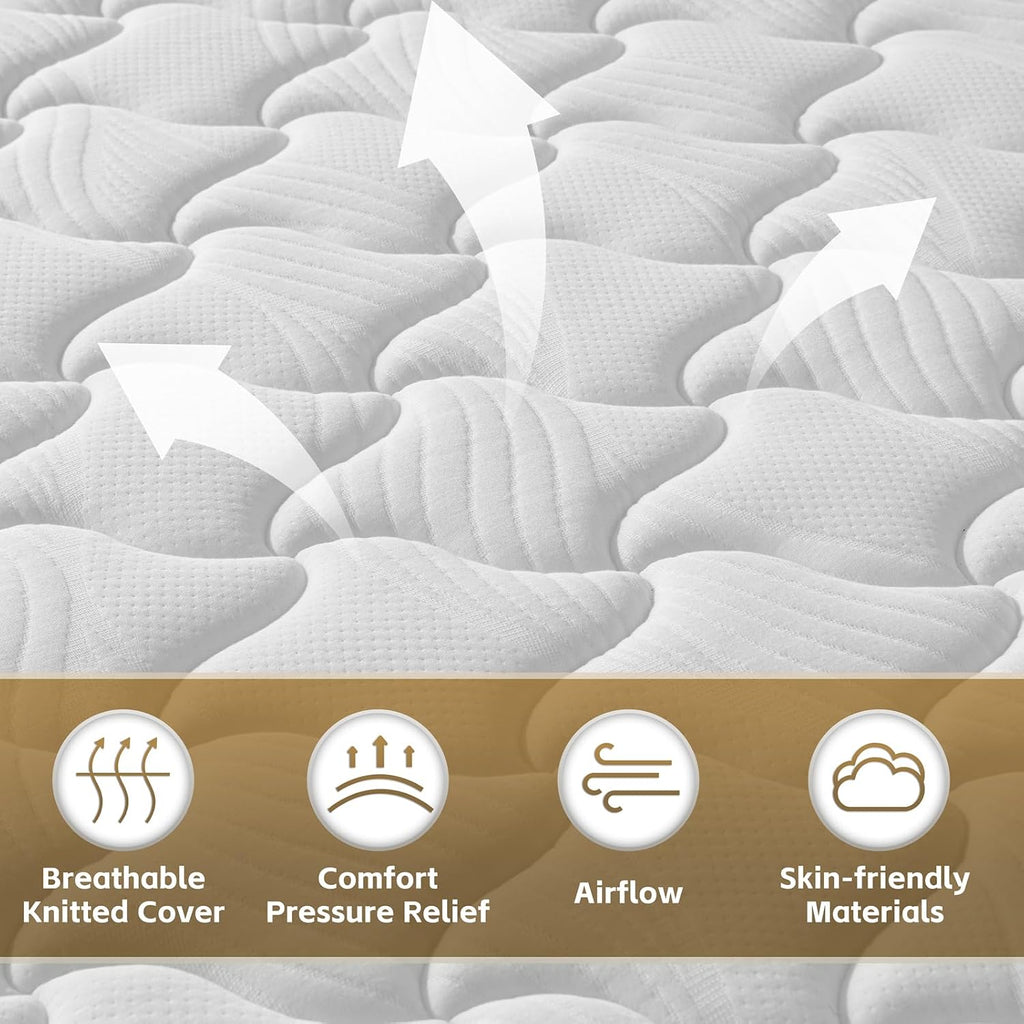 Omblix Queen Mattress, 12 Inch Queen Size Mattress,Hybrid Mattresses In A Box With Memory Foam And Individual Pocketed Coil,Certipur-Us,Medium Firm & Pressure Relief