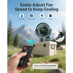 Camping Fan With Remote Control - 12000Mah Rechargeable Battery Powered Fan, Camping Fans For Tents With Led Light & Hanging Hook, Rechargeable Battery Operated Ceiling Fans For Tent Rv Bed, Green