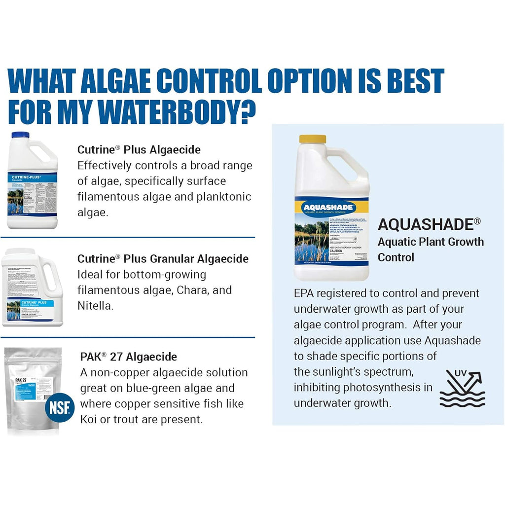 Cutrine-Plus Liquid Algaecide - 1 Gallon Epa-Approved Copper Formula For Fast Control Of Planktonic, Filamentous And Chara Algae - Professional-Grade For Ponds, Lakes, Hatcheries & Irrigation Systems