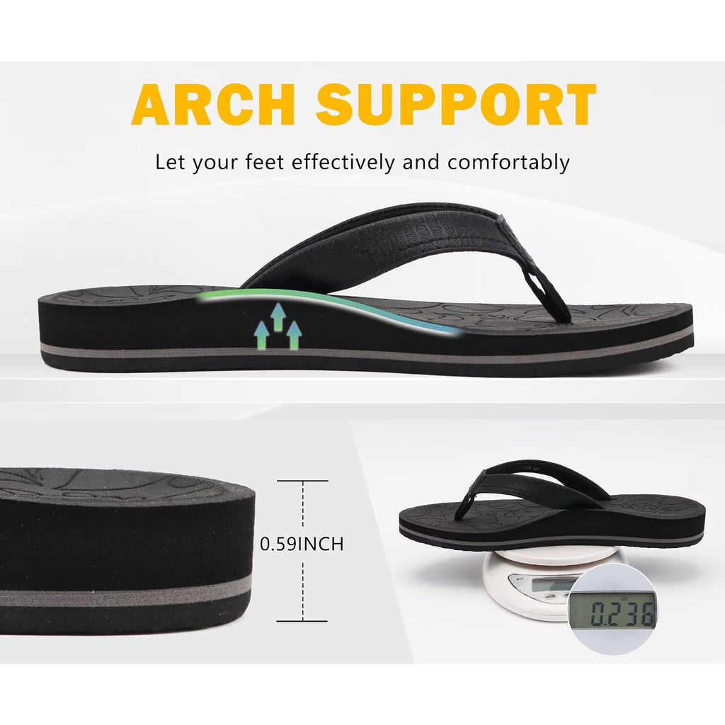 Oncai Women'S Flip Flops Comfortable Summer Beach Thong Sandals For Women With Cushion Walking Arch Support Yoga Mat Indoor Outdoor Soles