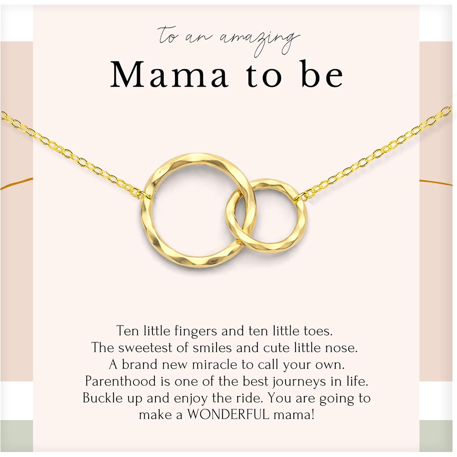 HOPE LOVE SHINE Twins “Mom to Be” Necklace – First Mothers Day Gift for Expecting Mom of Twins – Sterling Silver Double Circle Pendant
