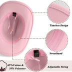 DRESHOW Western Cowboy Hat for Women and Men Wide Brim Glitter Cowboy Cowgirl Hat with Rhinestone Felt Fedora Hats 1 Pack Style 10: Light Pink