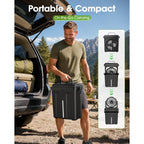 Ausic 2026 Upgraded 10″ 9L Oscillating Portable Misting Fan With Light, [Max 55Hrs] Golf Cart Mister Fan For Outside Patios, Outdoor Rechargeable Battery Operated Water Cool Fan-3 Spray Misters