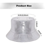 Fumwase Metallic Bucket-Hat Unisex Trendy Fisherman Sun Cap Packable Party Accessories Hats for Men Women Sliver