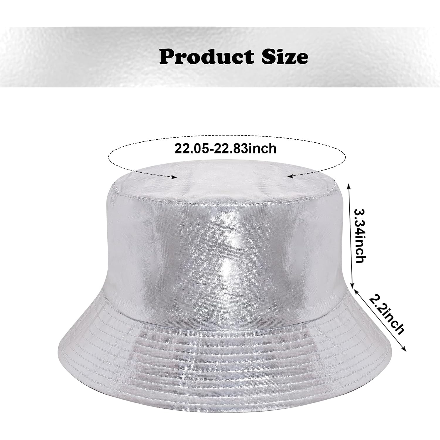 Fumwase Metallic Bucket-Hat Unisex Trendy Fisherman Sun Cap Packable Party Accessories Hats for Men Women Sliver