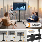 Hemudu Mobile Tv Stand For 23-60 Inch Lcd Led Flat/Curved Screen Tvs, Tv Cart Holds Up To 77Lbs, Rolling Tv Stand With Tilt And Height Adjustable, Pole Tv Floor Stand With Wheels Max Vesa 400X400Mm