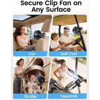 Clip On Fan, Rechargeable Usb Fan With Sturdy Clamp, Led Display, 100 Speeds, 3000Mah Battery, 360° Rotation, 5.5 Inch Portable Fan For Stroller Bed Camping Treadmill Car Black