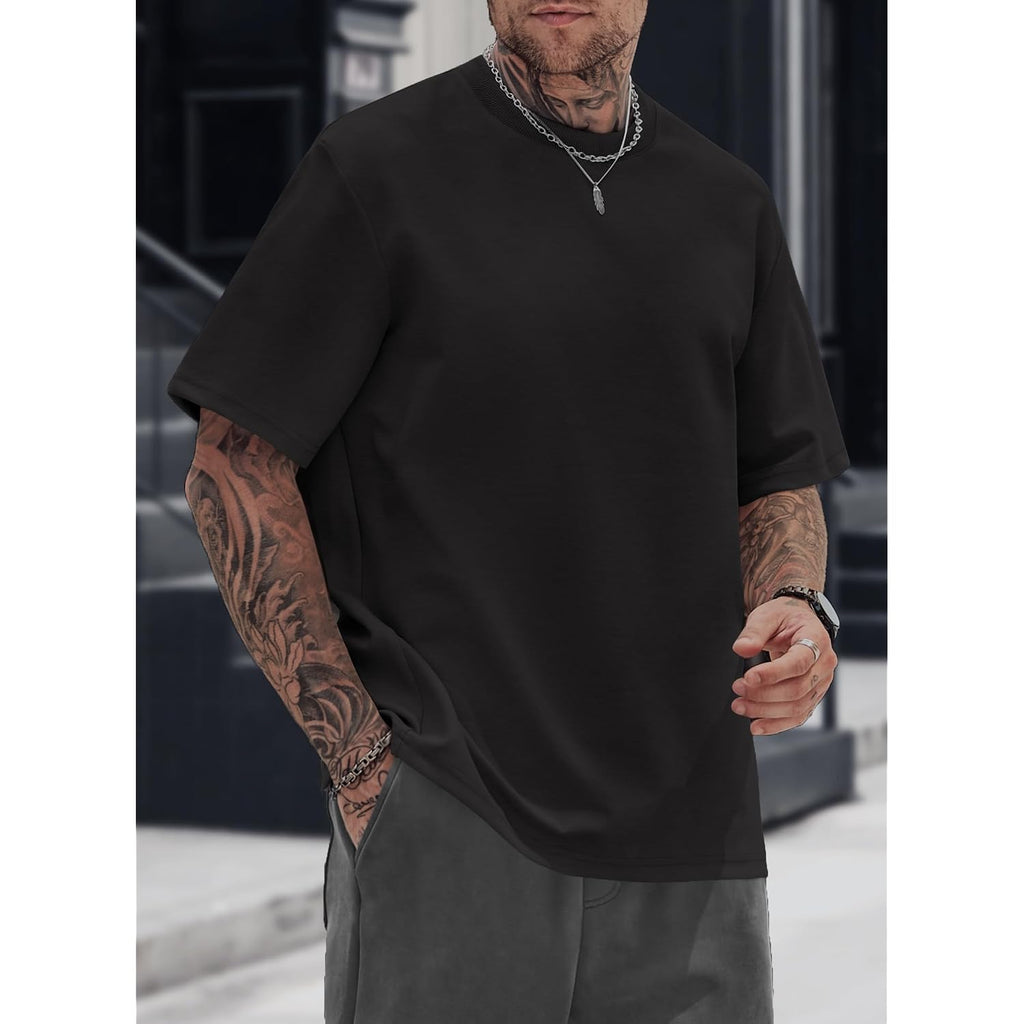 Herberton Mens Oversized T-Shirts Heavyweight Cotton Stretch Fashion Thick Tee Tops (S-3Xl)