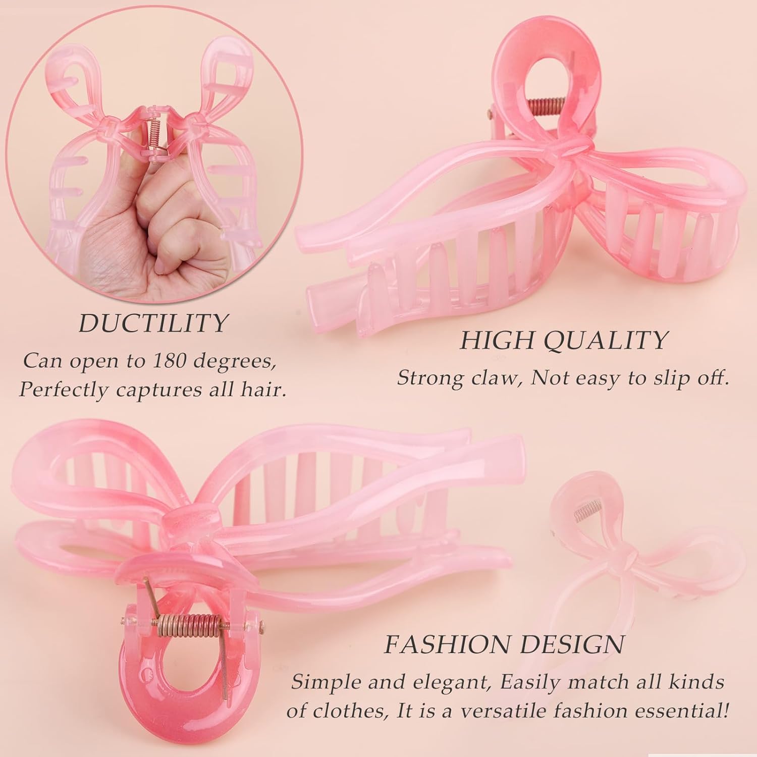 4 Pcs Bow Hair Clips Elegant Hair Claw Butterfly Hair Accessories for Girls Nonslip Butterfly Clips Hair Grips Styling Accessories for Women