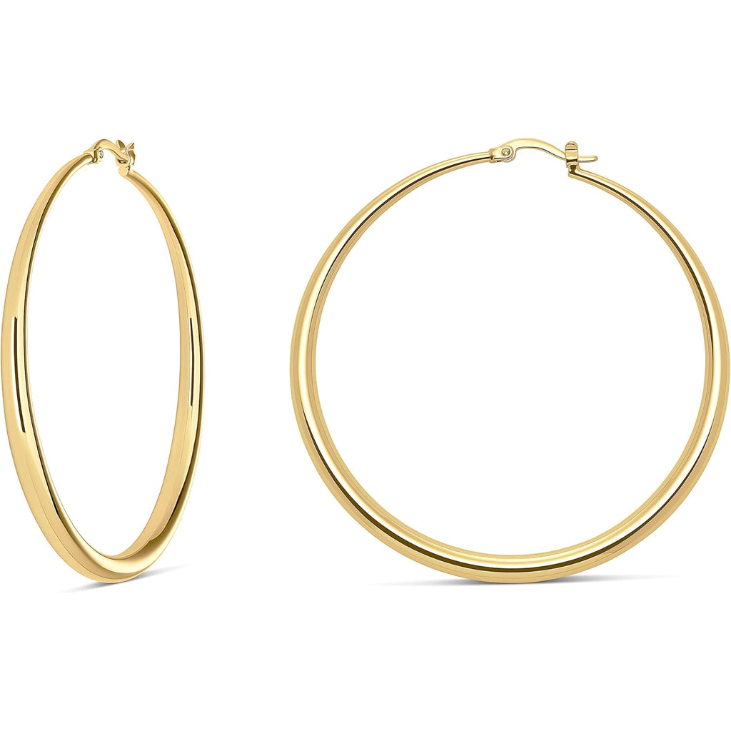 MILLA 14K Gold Hoop Earrings For Women, Silver Hoop Earrings & Rose Gold Earrings with Graduated Curvature