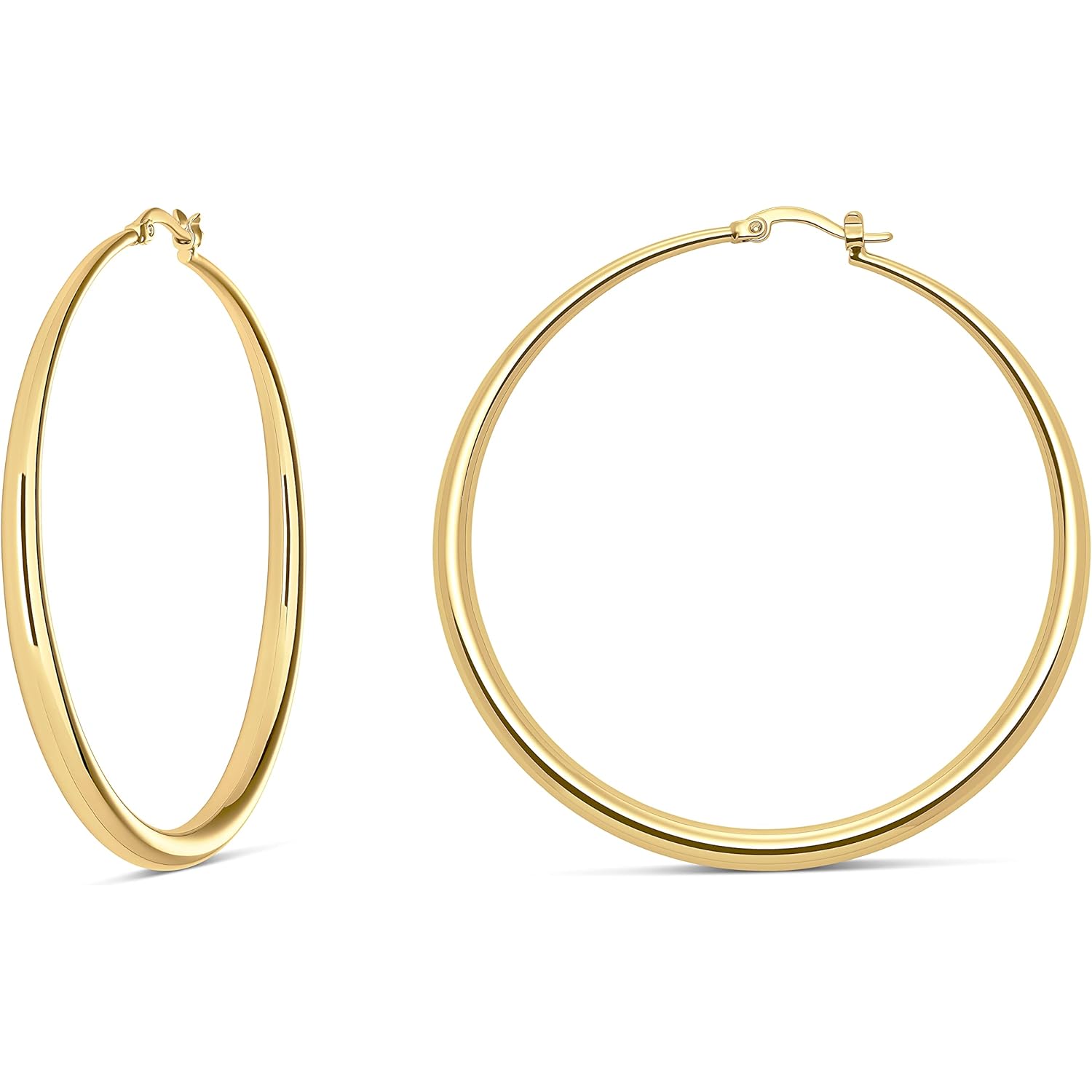 MILLA 14K Gold Hoop Earrings For Women, Silver Hoop Earrings & Rose Gold Earrings with Graduated Curvature
