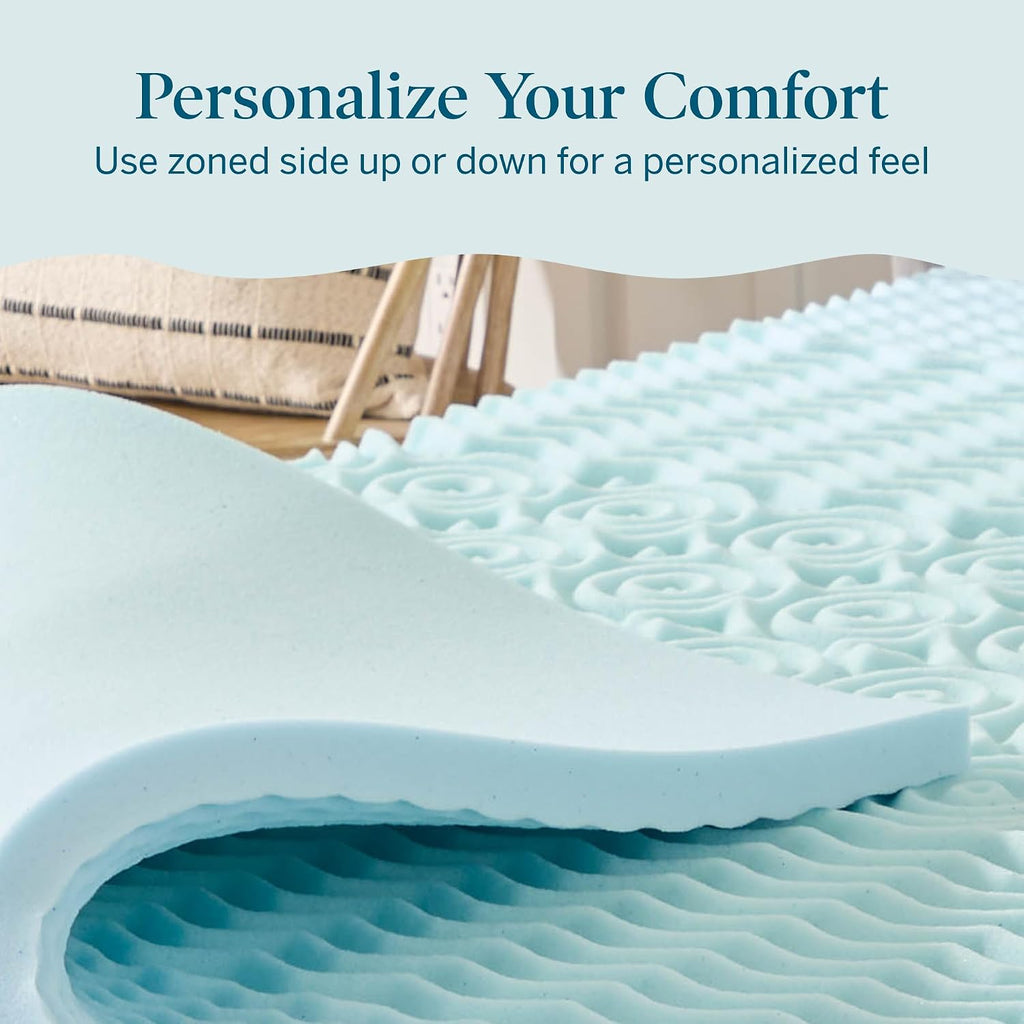 Lucid 2 Inch Gel Memory Foam Mattress Topper, Queen Size – 5 Zones – Cooling Gel Infusion – Certipur Certified Foam