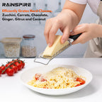 Professional Cheese Graters For Kitchen Stainless Steel Handheld, Metal Lemon Zester Grater With Handle For Cheese, Chocolate, Spices, Kitchen Gadgets And Tools, Soft Grip Handle, Black