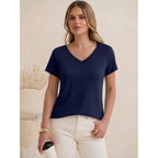 ANRABESS Womens Tops Short Sleeve V Neck Shirts Summer Basic Tee Trendy Cute Tshirts 2026 Spring Casual Outfits