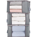 3Pcs Zippered Storage Bag For Closet King Comforter, Pillow, Quilt, Bedding, Clothes, Blanket Organizers With Large Clear Window & Carry Handles Space Saver