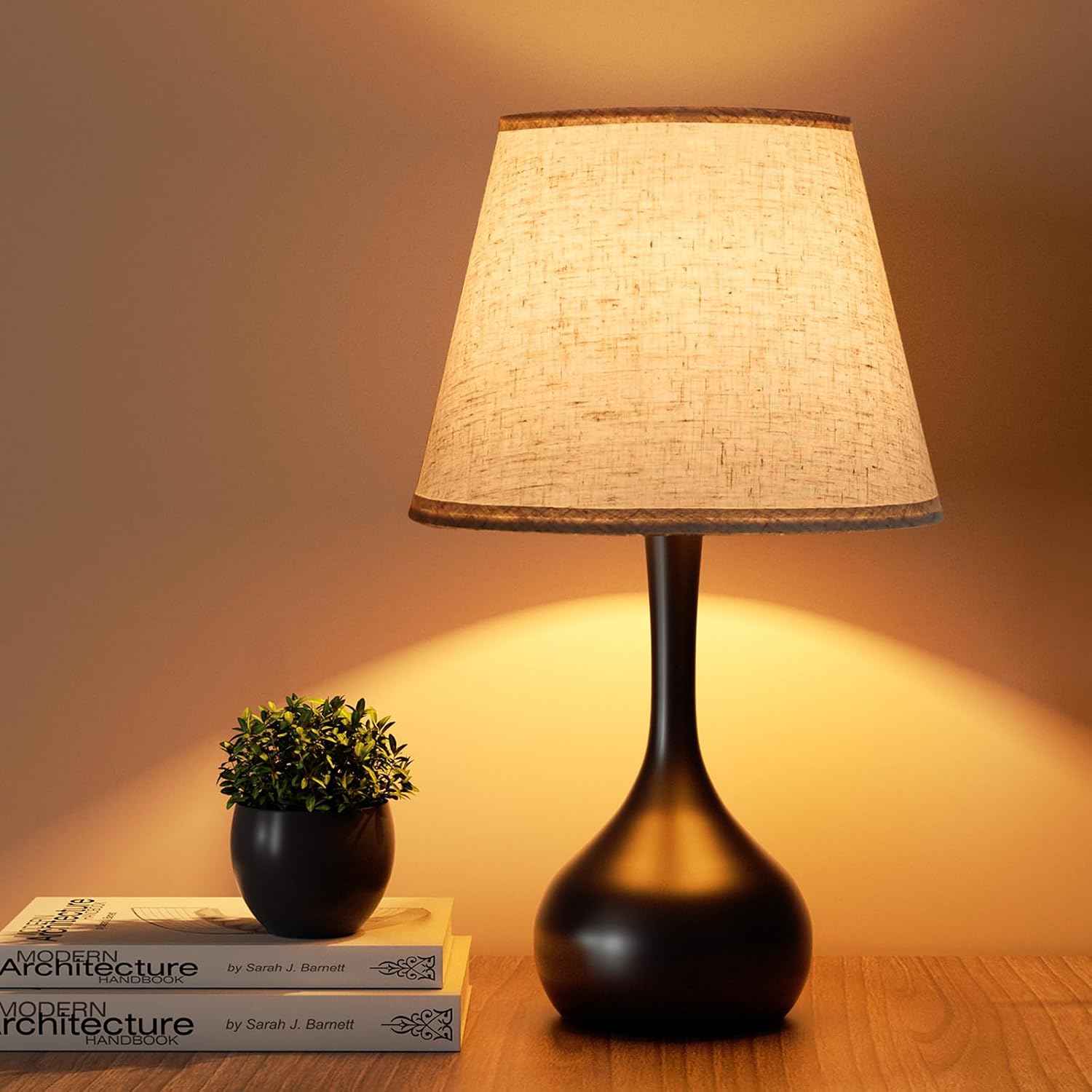 Onewish Touch Bedside Lamp For Bedroom, 3-Way Dimmable Farmhouse Table Lamps For Nightstand With Fabric Shade, Desk Lamp For Kids Reading, Home Office