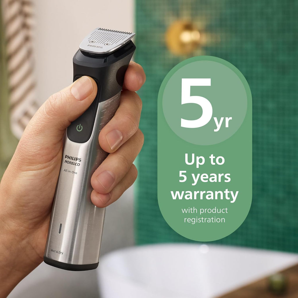 Norelco Philips All-in-One Series 7000 23-Piece Trimmer - Electric Shaver and Clipper for Face, Beard, Head & Body, Self-Sharpening Titanium Blades, 26 Length Settings (0.5-16 mm), MG7970/49