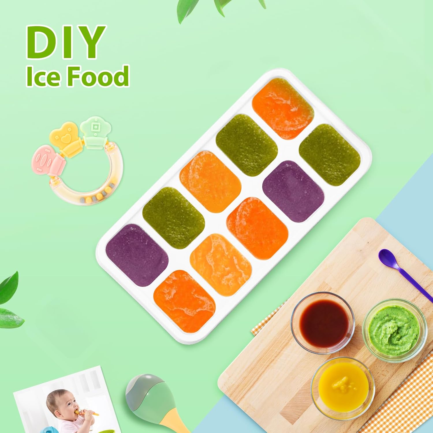 Doqaus Ice Cube Tray With Lids - 4 Pack Stackable Silicone Ice Trays For Freezer, Bpa & Lfgb Safe, Easy Release For Kitchen, Rv, Cocktail, Coffee, Soup & Food