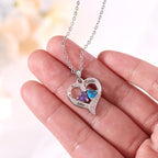 Lam Hub Fong Personalized Birthstone Necklace for Mom - Custom Name Necklace with Heart Pendant - Sterling Silver Family Jewelry Gifts for Women, Grandma, Daughter - Mothers Day Birthday Gifts