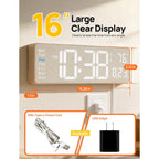 Mashi 2026 Upgrade Digital Wall Clock, 16" Large Display Digital Clock With Remote Control, Auto-Dimming Wall Clock With Night Light, Dst, Date Week,Temp For Living Room, Gift For Elderly (Beige)