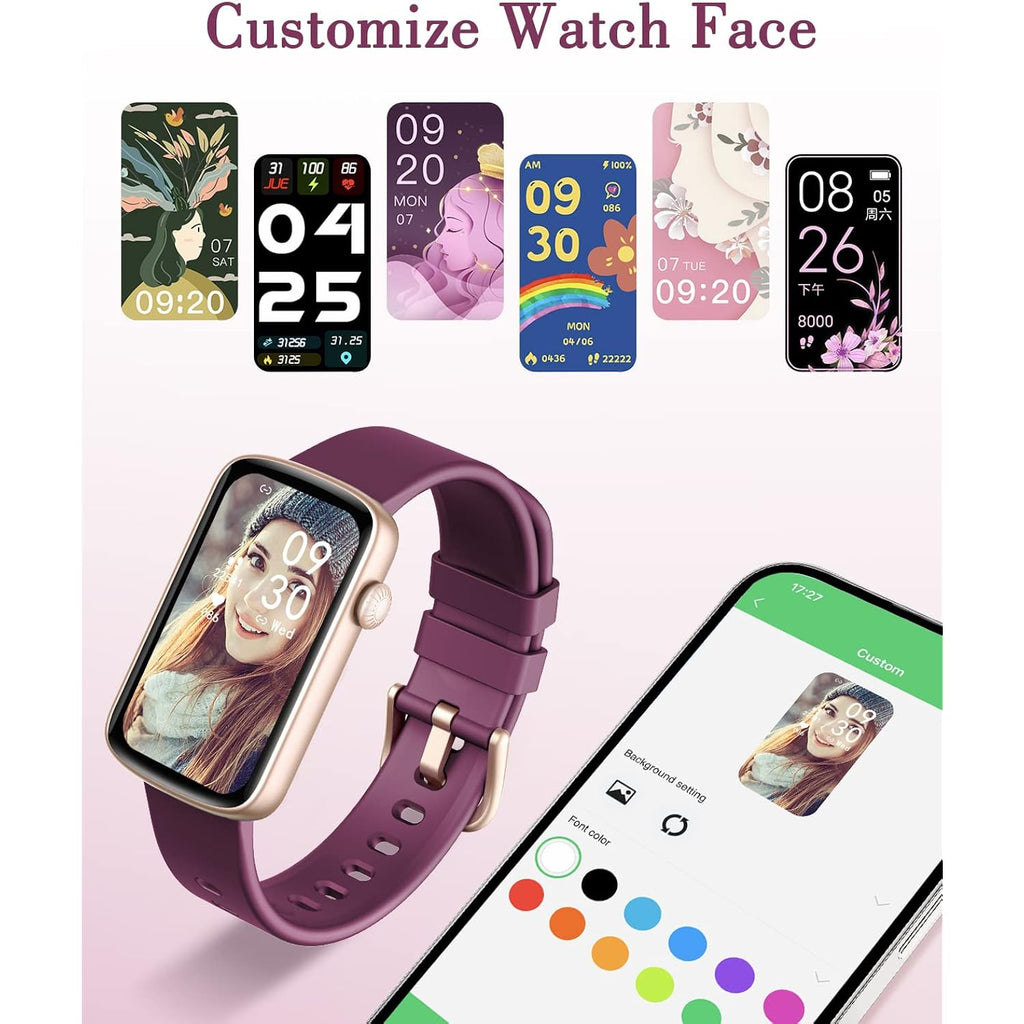 Fitness Watches for Women, LYNN2 Fitness Tracker with Heart Rate Monitor Blood Oxygen/Sleep Tracker Pedometer, Slim Step Tracker Watch for iOS/Android Phones Waterproof (Purple)