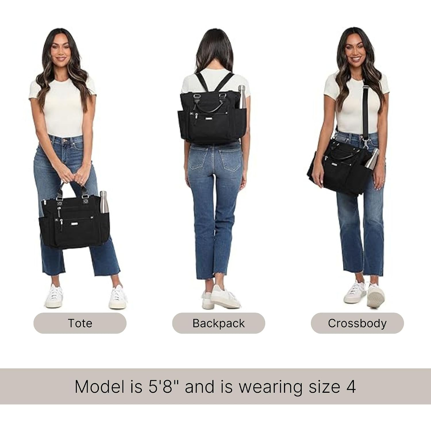 3-In-1 Convertible Backpack Tote Handbag - 15X12" Lightweight Travel Bag W/ Rfid Phone Wristlet
